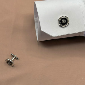 Circular  Square Black Stud, Stainless Steel Cufflinks - Amiiraa