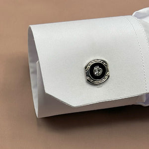 Circular  Square Black Stud, Stainless Steel Cufflinks - Amiiraa