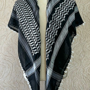 Traditional Palestine Keffiyah Scarves - Black & White - Amiiraa