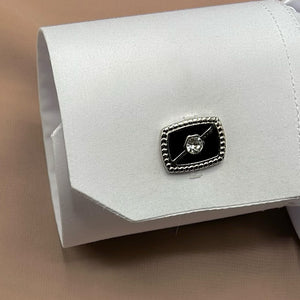 Rectangular Black Stud, Stainless Steel Cufflinks - Amiiraa