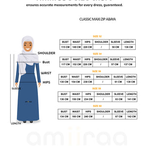 Classic Maxi Zip Abaya - amiiraa