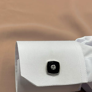 Square Stud with Diamond Center, Stainless Steel Cufflinks - Amiiraa