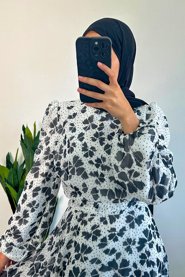 DMN Chiffon Flower Leaf Patterned Dress | Shop Maxi Dress Online - amiiraa