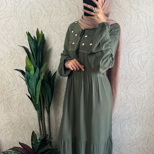 Flower Embroidered Maxi Dress - Amiiraa
