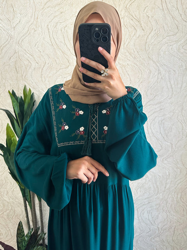 Flower Embroidered Maxi Dress - Amiiraa