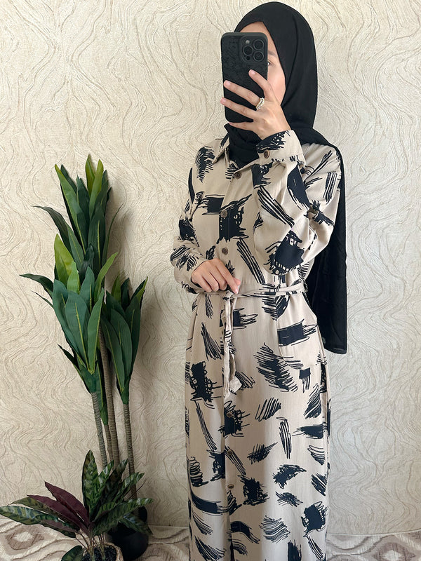 Line Casual Shirt Dress - Amiiraa