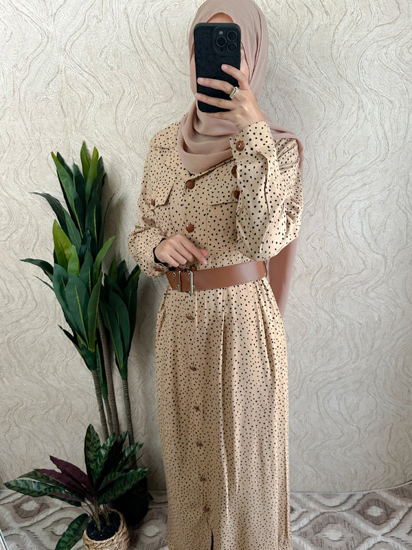 Dotted Shirt Maxi Dress - Amiiraa