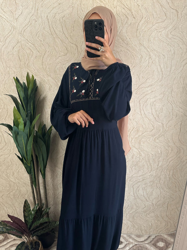 Flower Embroidered Maxi Dress - Amiiraa