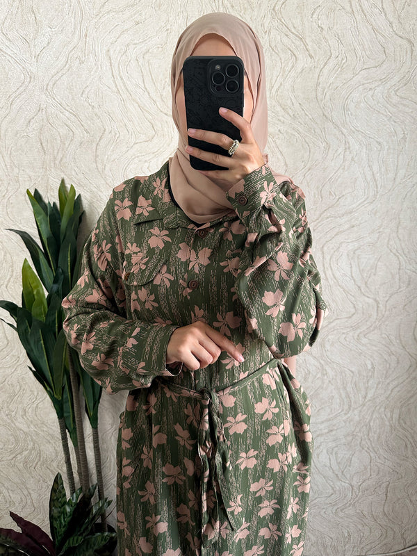 Leaf Shirt Maxi Dress - Amiiraa