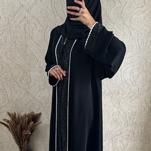 Detailed Zip Black Abaya - amiiraa