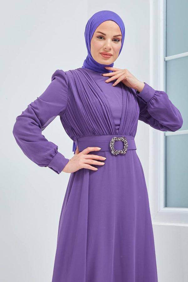Ozduman Exclusive Chiffon Pleat Maxi Dress - amiiraa