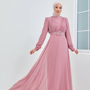 Ozduman Exclusive Chiffon Pleat Maxi Dress - amiiraa